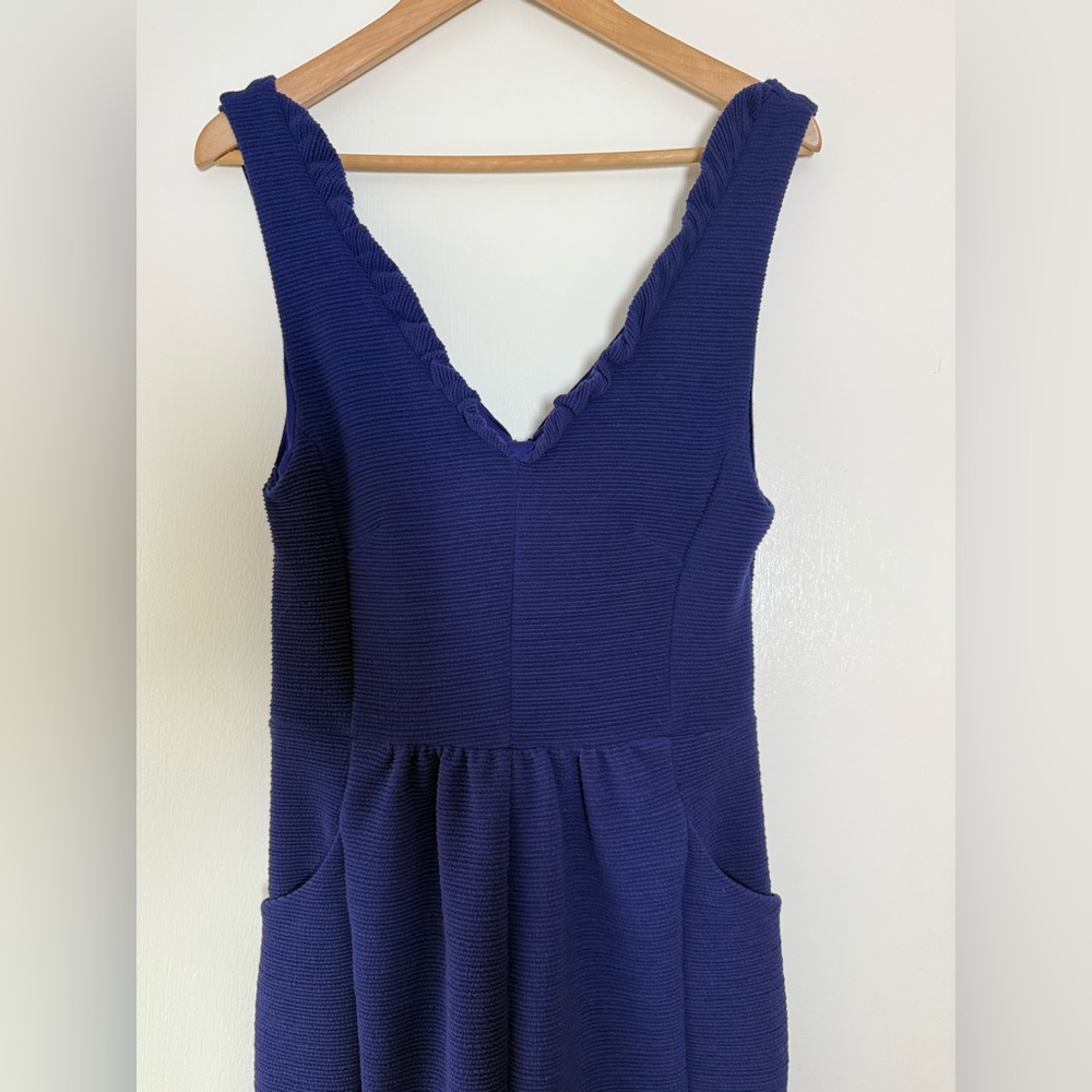 🆕 Maeve Anthropologie Ottoman Ribbed Ruffle Trim Sheath Dress Vintage Boho Chic - Picture 3 of 11
